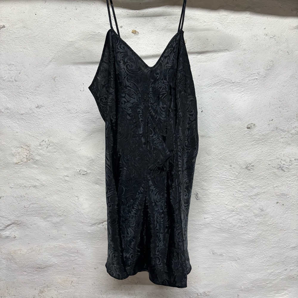 Vintage Black Patterned Slip Dress